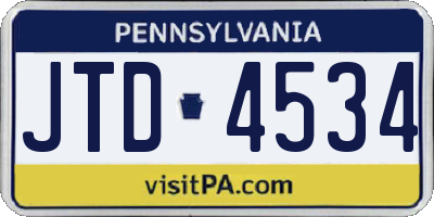 PA license plate JTD4534