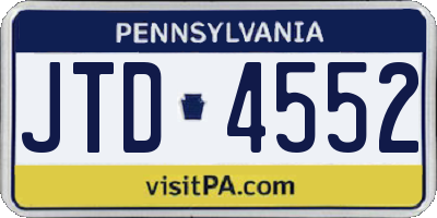PA license plate JTD4552