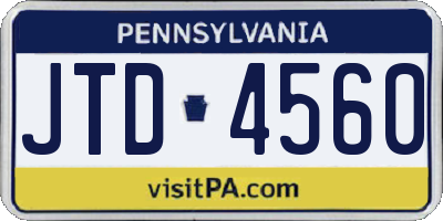 PA license plate JTD4560