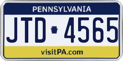 PA license plate JTD4565