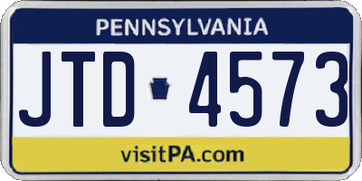 PA license plate JTD4573