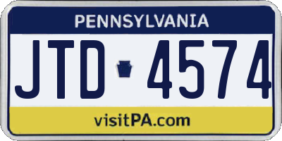 PA license plate JTD4574