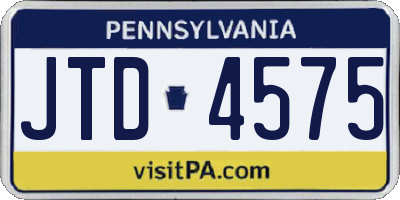 PA license plate JTD4575