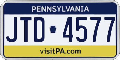 PA license plate JTD4577