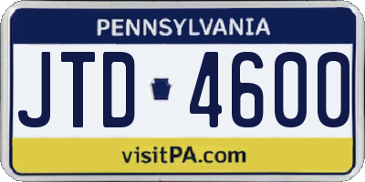 PA license plate JTD4600