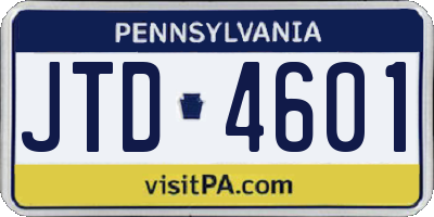 PA license plate JTD4601