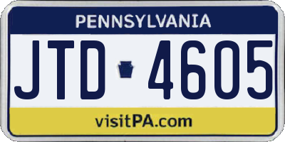 PA license plate JTD4605