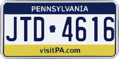 PA license plate JTD4616