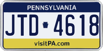 PA license plate JTD4618