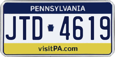 PA license plate JTD4619