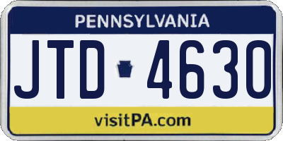 PA license plate JTD4630