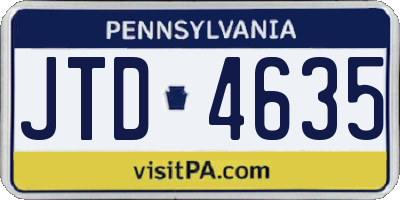 PA license plate JTD4635
