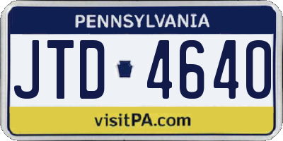 PA license plate JTD4640