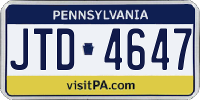 PA license plate JTD4647