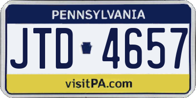 PA license plate JTD4657