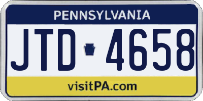 PA license plate JTD4658