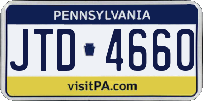 PA license plate JTD4660