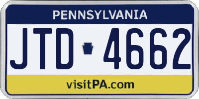 PA license plate JTD4662