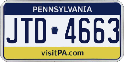 PA license plate JTD4663