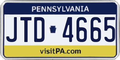PA license plate JTD4665