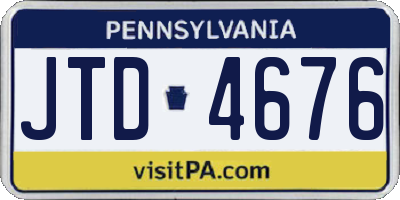 PA license plate JTD4676