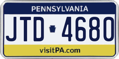 PA license plate JTD4680