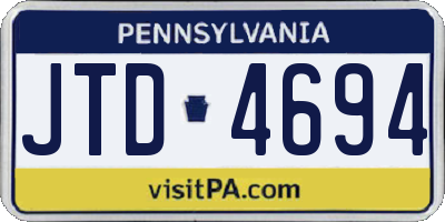 PA license plate JTD4694