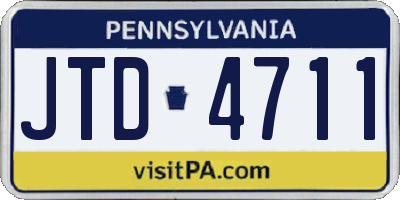 PA license plate JTD4711