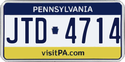 PA license plate JTD4714