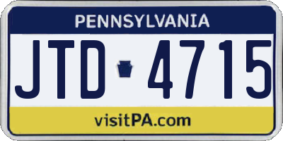 PA license plate JTD4715