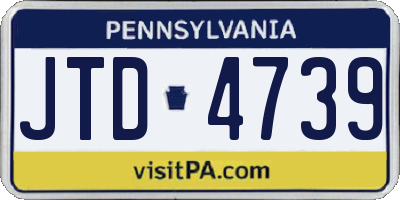 PA license plate JTD4739