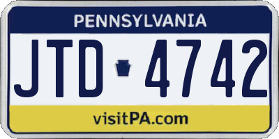 PA license plate JTD4742