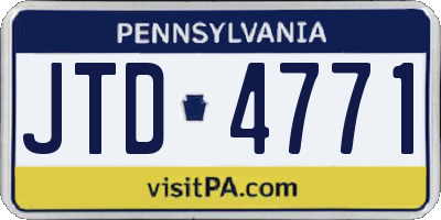 PA license plate JTD4771