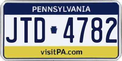 PA license plate JTD4782