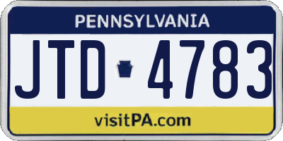 PA license plate JTD4783