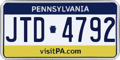 PA license plate JTD4792