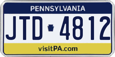 PA license plate JTD4812