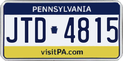 PA license plate JTD4815