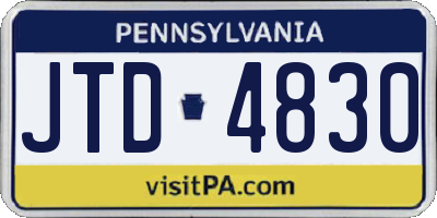 PA license plate JTD4830