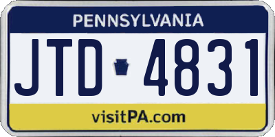 PA license plate JTD4831