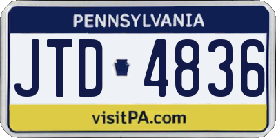 PA license plate JTD4836