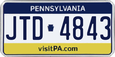 PA license plate JTD4843
