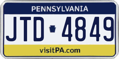 PA license plate JTD4849