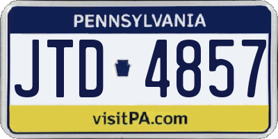 PA license plate JTD4857