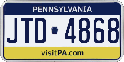 PA license plate JTD4868