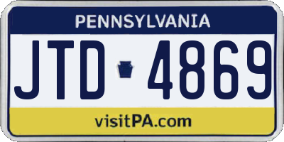 PA license plate JTD4869