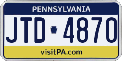 PA license plate JTD4870
