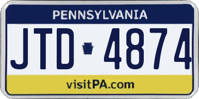 PA license plate JTD4874