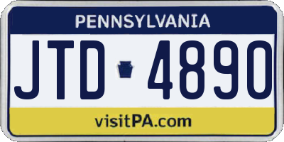 PA license plate JTD4890