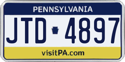 PA license plate JTD4897